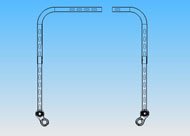The first image in figure 1 is a Solid Works model of the lap bar taken from the bottom. The bar has numerous slots the entire length. The second image shows the back bar and mounting hardware. The back bar is bent slightly at each end to allow for attachment to a wheelchair.