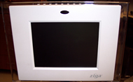 Image displays a frontal view of the Ziga digital photo album screen.   The screen is 5.6 inches across its diagonal.