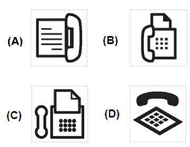 Four graphical symbols, representing the meaning of “fax” used on the office equipment and software, were used as the test symbols in this pilot study. 