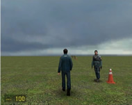 The figure depicts the virtual reality user face used to be controlled by a BCI device. This avatar was developed using the simulator program 'Garry's Mod for Half Life 2'