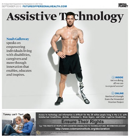 Assistive Technology supplement cover featuring Noah Galloway from Dancing with the Stars