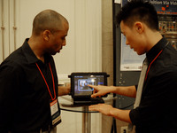Student design competitor shows his monitor