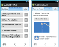 This figure shows two sample interfaces for two levels of prompts. The interface on the left explains the major steps to boil eggs. The interface on the right shows the bottom level page with the most detailed content.