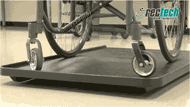 Figure 1. This photo shows a large plastic platform which sits on top of the Nintendo Wii Balance Board as an example of an adaptation to allow wheelchair users to play games which require use of the balance board. 
