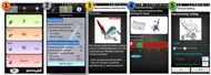 Figure 1. The screenshot of SVSC app.  (1)	The app provides the seating angle information which includes tilt, recline, legrests and seat elevation angle. (2)	Brief report of PSFs usage includes the compliance rate of performing repositioning, the number of safety warning the user gets, and the duration that a user stay in the tilt and recline angle.  (3)	The information of every powered seat functions. This includes an animation to show how the seating function moves and the description of the seating function and how this function can benefit the health related issues. (4)	An example of reminders indicates that the user needs to recline the backrest first when elevating the legrests to a large angle to prevent the tight hamstring muscles from rotating the pelvic posteriorly, leading to a poor seating posture.  (5)	The clinician setting section in the app allows the clinicians to customize the app to different users according to their conditions. 