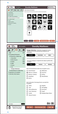 Figure 3 shows a landscape and portrait option for high-fidelity mock-ups. This figure depicts how a portrait facing app may better reflect paper-and-pencil types of assessments.