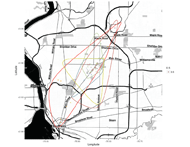 Visualization of varying boundaries of home-range defined by 6 participants. 