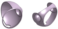 A demonstration of the Lil’Flo partition, with the prototype on the left, and the final chosen on the right 