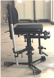 This figure shows a side-view of a typical throwing chair with a flat cushion.