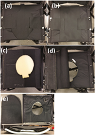 Images of created prototypes (a. slim wrap around layer, b. wide wrap around layer, c. layer under seat, d. layer on top of seat, e. pull tab) 