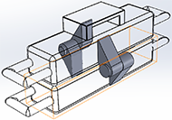 Figure 1 shows an x-ray view of the enclosure with the hinges highlighted. Each of the hinges is on opposing sides where the hinge pins work together as a locking mechanism to keep the clamshell enclosure closed.