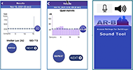 Figure 3 is a screenshot of the sound measurement interface for AccessSound that displays sound levels and sound level descriptions.