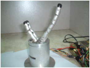 Figure 2. (a) The schematic of the modularized SEMG input device (b) The prosthetic hand