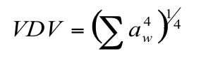 Equation 1 - Equation for deriving the Vibrational Dose Value where the accelerations are taken to the fourth power, summed and taken to the one-fourth power