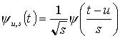 Equation depicts a family of wavelet is obtained by scaling of the wavelet and translating the wavelet along time axis.