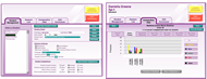 Game setup and data collection and evaluation screens.  Left: student management: select a student, adjust settings for that student.  Right: data collection within an activity, across multiple sessions.