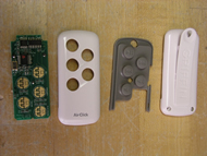 This picture shows the AirClick  unit disassembled and its respective parts.
