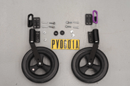 This figure shows post-test images from a test where the front wheelchair securement points have completely detached from the wheelchair frame.  