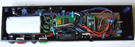 This is a picture of the interior of the device, which shows the battery, LCD module and PCB (printed circuit board) mounted inside the device’s enclosure. 
