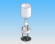 This exploded view of the float switch assembly uses a 2 " threaded female coupling and a 2" threaded end cap to contain the float switch and prevent backflow water from falsely showing water in the tank.  