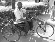 This figure shows the LFC compared to the two most common types of mobility aids available in developing countries: conventional handrim-propelled wheelchairs and hand crank-powered tricycles.  