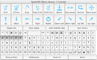 The SwitchXS display shows a grid of letters which are selected a row or column at a time.  By successive zero-dimensional actions, any of the options can be selected.