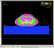 Computer model of lumbar part is placed on modeled high-density urethane mat.