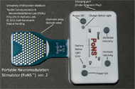 Photograph shows the size and design of the PoNS™ device.